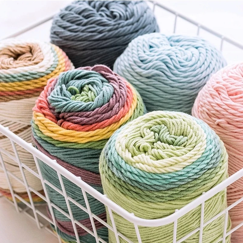 Fil de coton arc-en-ciel, teint par segment, 5 brins d'optique,