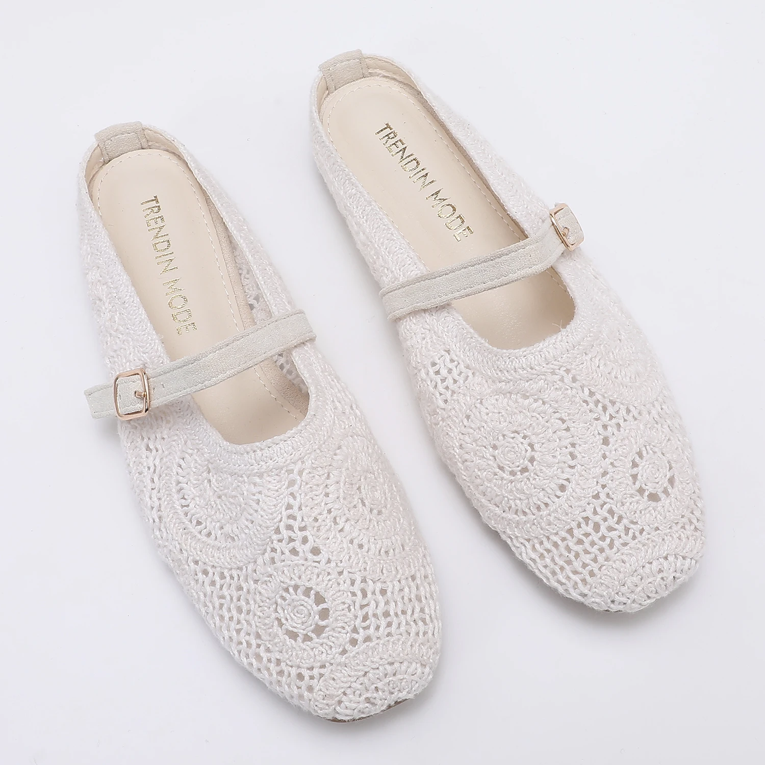 Mules en tricot pour femmes Trendin Mode, à bout carré,