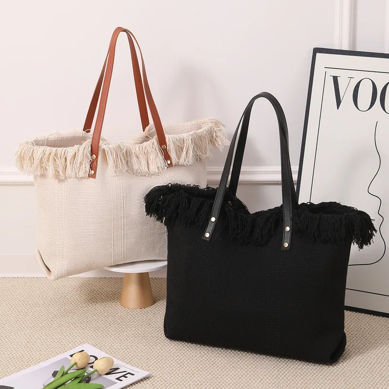 Sac fourre-tout en toile décontracté grande capacité pour femme, sac