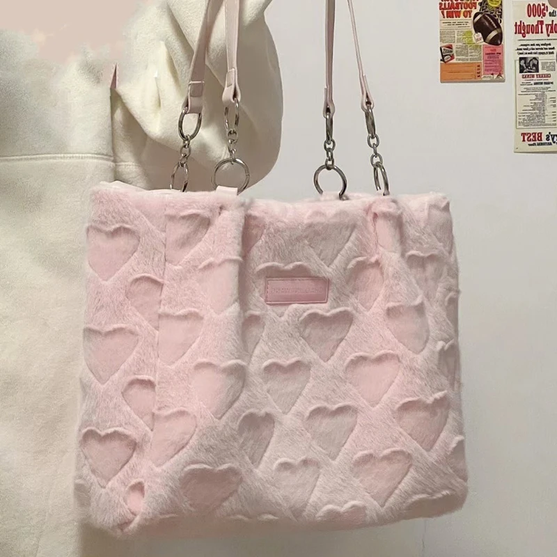Sac à main en fausse fourrure pour femme, sac à