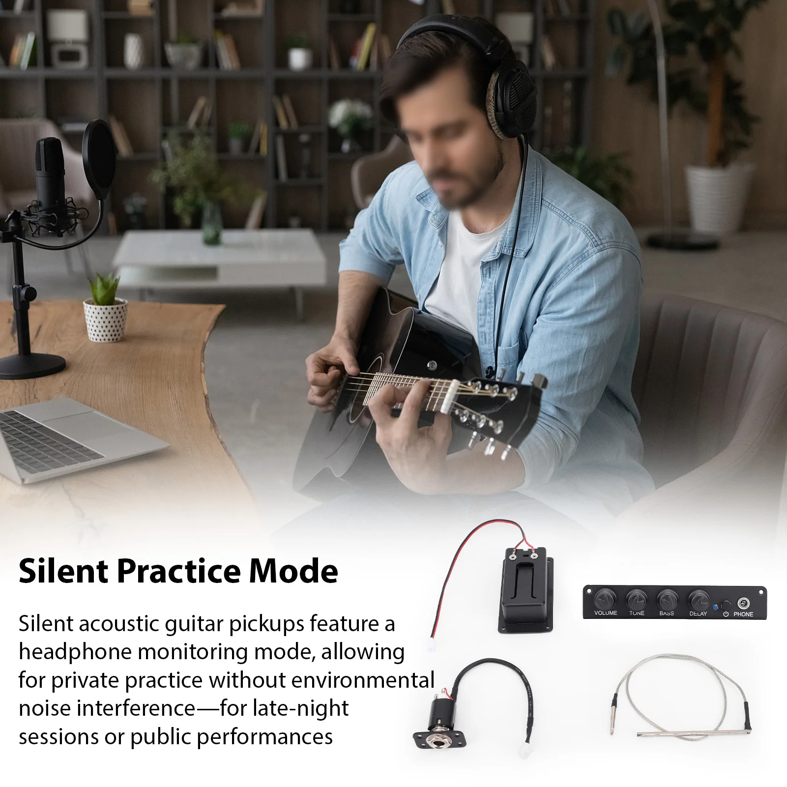 VOICE GUARD – micro piézo-électrique silencieux pour guitare, Mode de