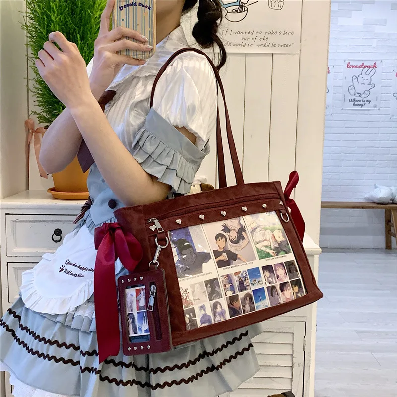 Sac à bandoulière transparent sous les bras avec nœud, rivets