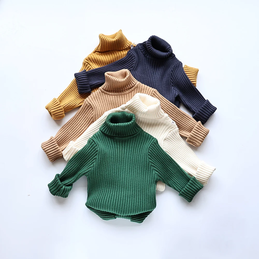 Pull Solide à Col Roulé pour Enfant, Tricot pour Fille