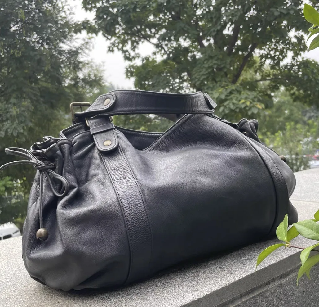 Sac à main plissé en cuir pu souple pour femmes,