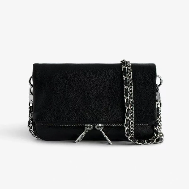 Sac à bandoulière noir rétro pour femmes, sac ZV décontracté