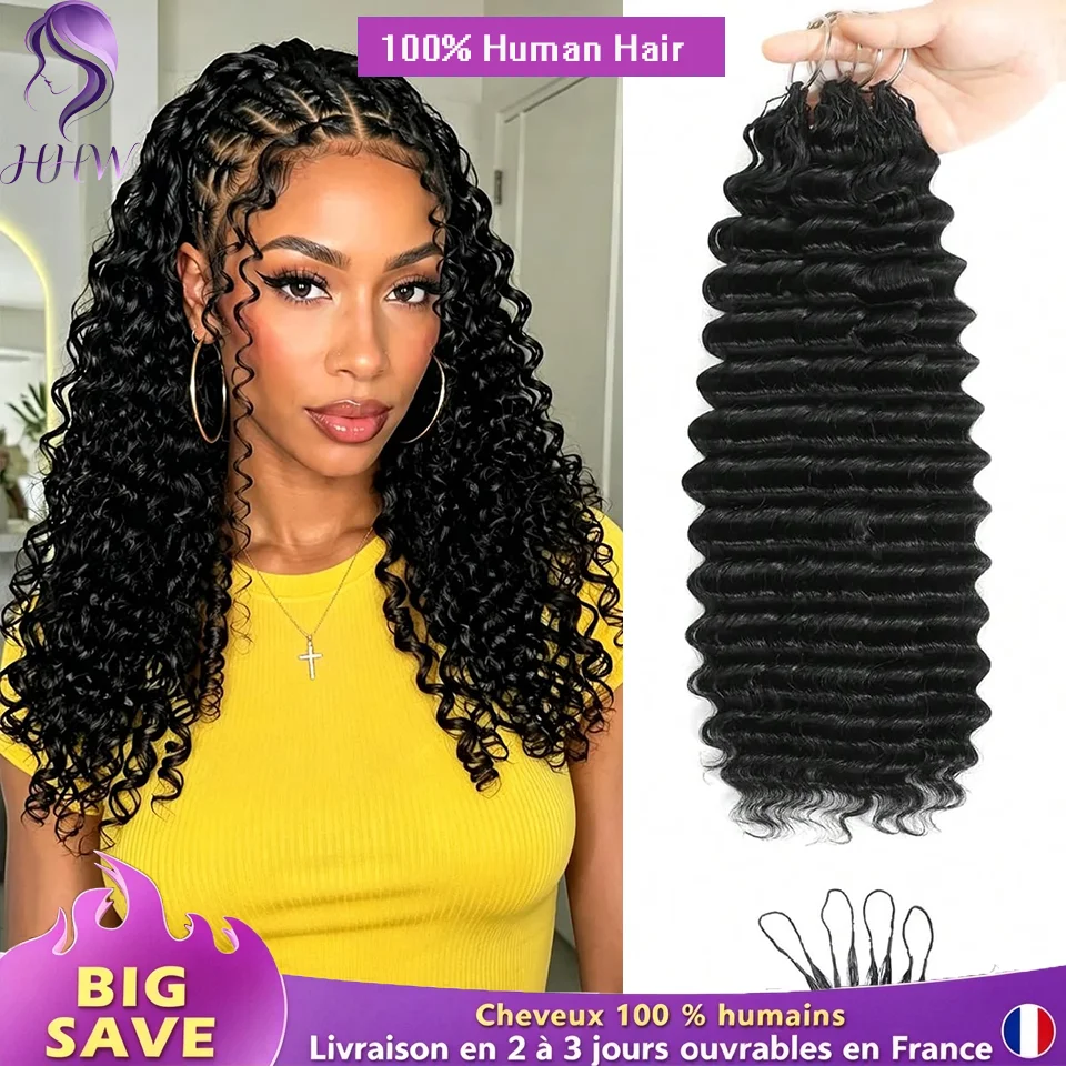 Cheveux Crochet À Plumes Deep Wave 100% Cheveux Humains Pré-Séparés