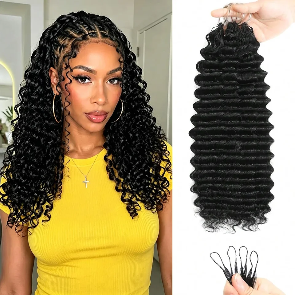 Cheveux Crochet À Plumes Deep Wave 100% Cheveux Humains Pré-Séparés