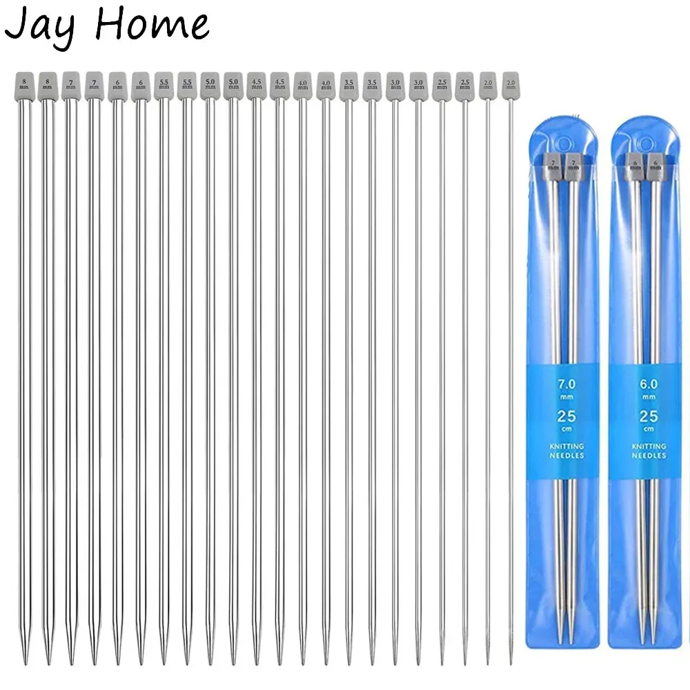 Aiguilles à tricoter en acier inoxydable, 22 pièces, 2mm-8mm, ensembles