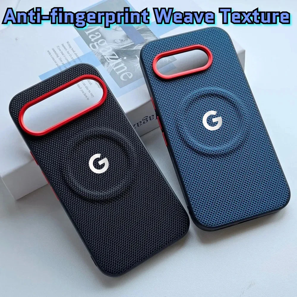 Coque arrière de téléphone magnétique de luxe en cuir tissé