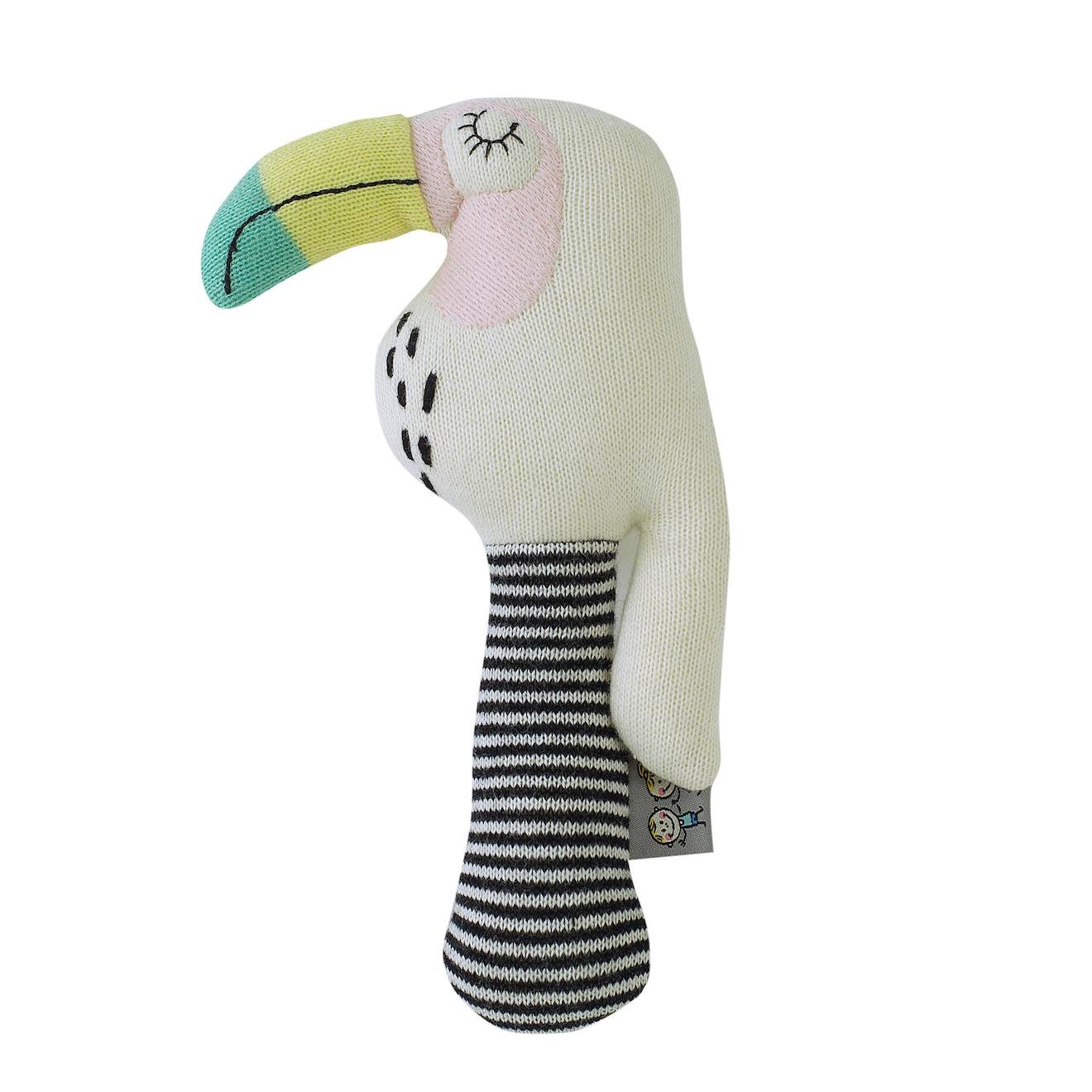 Hochet Tricoté En Coton Bio Multicolore