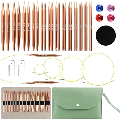 Lot de 13 Paires Aiguilles à Tricoter Circulaires Interchangeables de