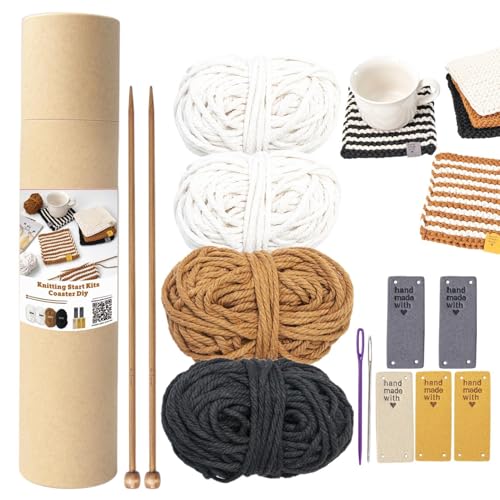 YNPQTDS Kit de démarrage à tricoter, sous-verres, kit de tricot,
