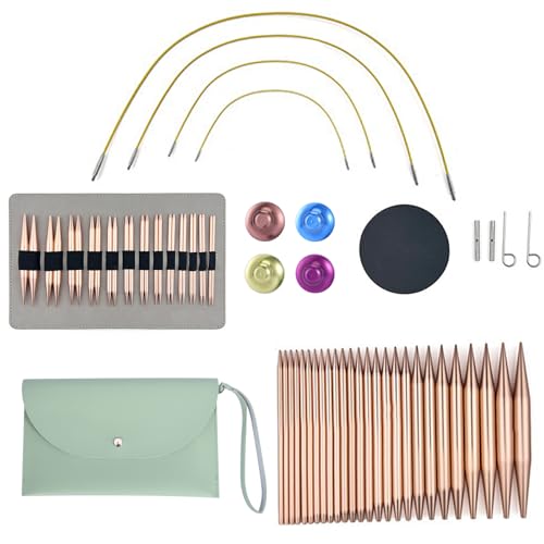 Lot de 13 Paires Aiguilles à Tricoter Circulaires Interchangeables, Kit