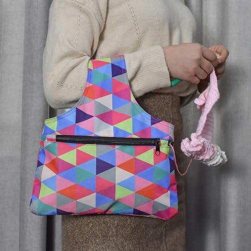 Durdiiy Sac à Tricoter avec Zippée, sac pelote de laine,
