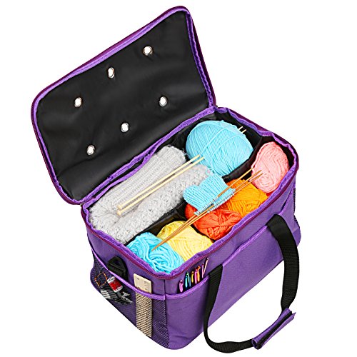 LEMESO Stockage de Laine, Sac à Tricoter Portable, Sac Fourre-Tout