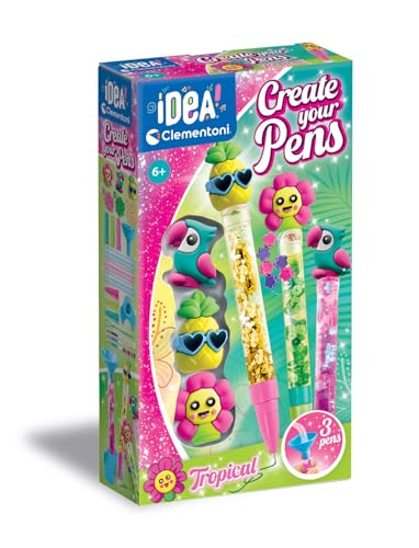 Clementoni | Crée tes stylos – Tropical | Kit Créatif