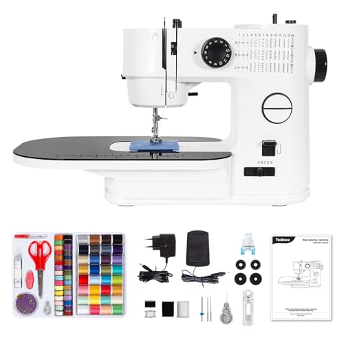 Todeco Machine à Coudre Électrique, Multifonction avec Table d’Extension amovible,