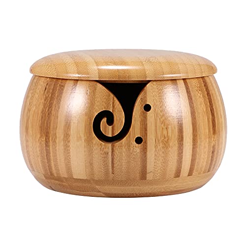 TIEMORE Bol à Tricoter En Bois - Support Et Organisateur