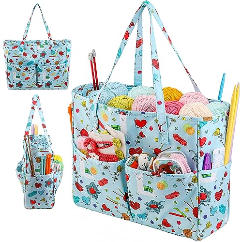LOOEN Sac à tricoter, sac de rangement pour fil avec