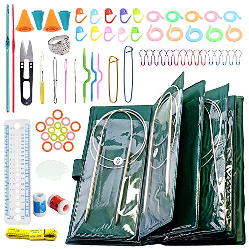 Anyasen Kit Aiguilles Circulaires 11 Pièces 80cm Aiguilles à Tricoter