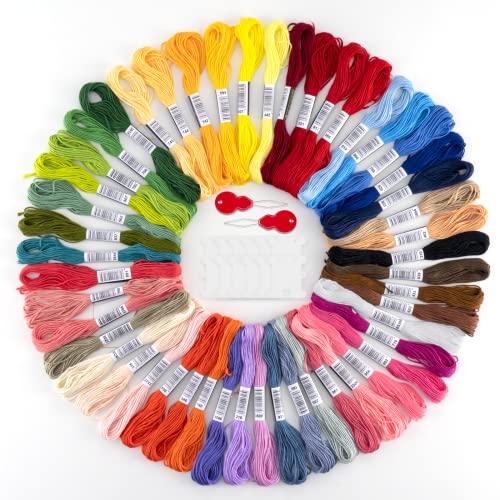 Fil à Broder Embroidery Floss, 50 Couleurs Fils Broderie kit