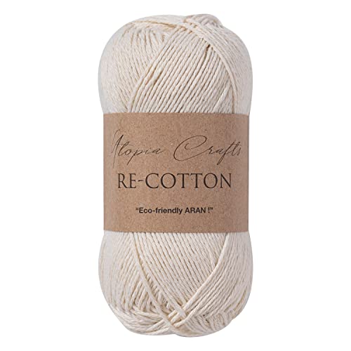 Utopia Crafts Re-Cotton Knitting Yarn, 100g (Cream)