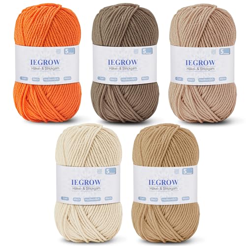 Fil à crochet (50 g x 5 couleurs), pour tricot
