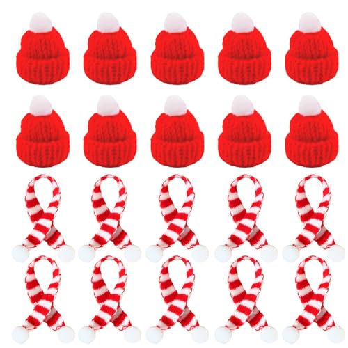 Ensemble de 20 Mini Bonnets et Foulards de Noël en