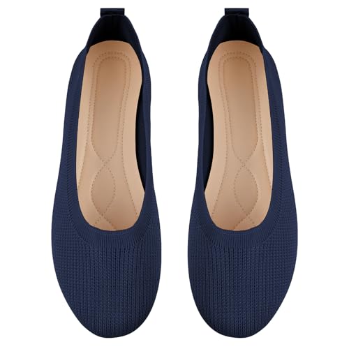 OFFCUP Ballerines Femme en Maille Ballerines Plates en Tricot Chaussures