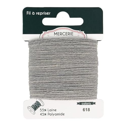 Fil à repriser laine 15m gris
