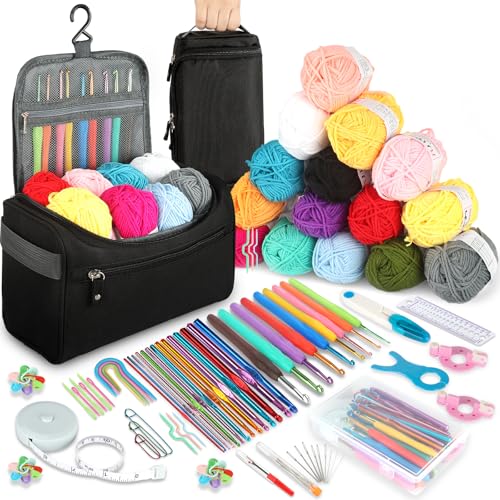 KIMIGO Kit Crochet Débutant Complet,Crochet Debutant Kit,Pelotes de Laine pour