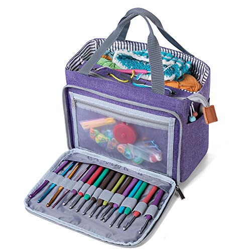 Luxja Sac Crochet Tricot, Sac Rangement Laine, Sac a Tricoter