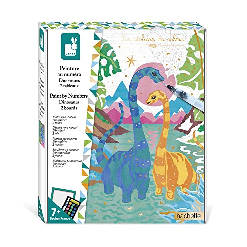 Janod - Coffret Peinture Par Numéro Dinosaures - 2 Tableaux