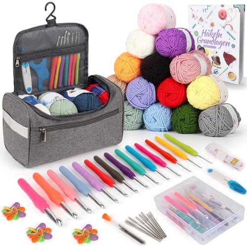 Coopay Kit Crochet Debutant Complet, 15 Pelotes de Laine Crochet,
