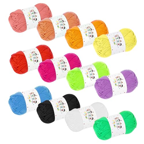 12 Couleurs Laine à Tricoter, Acrylique 10g/20m, Fil Pour Crochet
