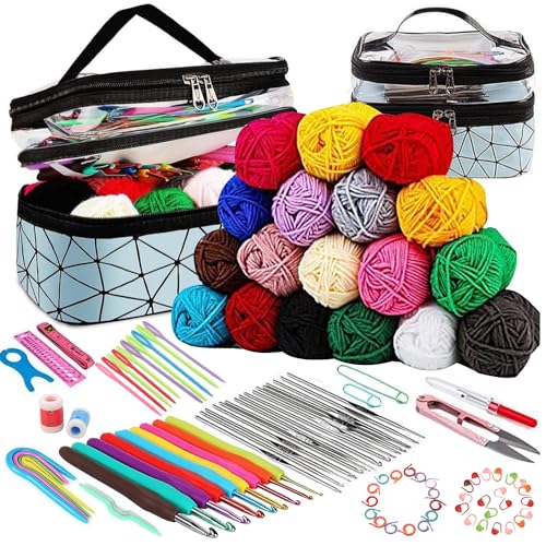 Relland Kit Crochet Debutant Complet, 105 Pièces Crochet Kit Crochet