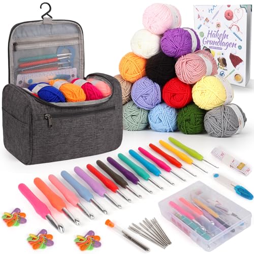 Coopay Kit Crochet Debutant Complet, 15 Pelotes de Laine Crochet,