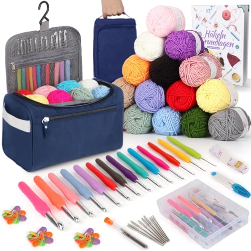 Coopay Kit Crochet Debutant Complet, 15 Pelotes de Laine Crochet,