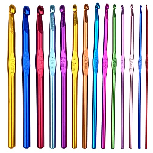 Gvolatee 14pcs Crochets en Aluminium Tricot Outils Multicolore 2-10mm Crochets