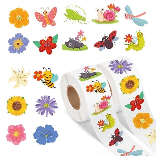 Lot d'autocollants de fleurs,2 Rouleaux Autocollants en forme de Fleur,Stickers
