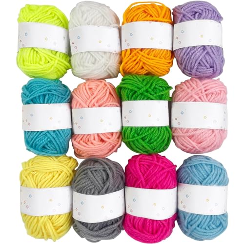 Czwander Laine Crochet,12 Couleurs Pelote de Laine 10 g/20 m,