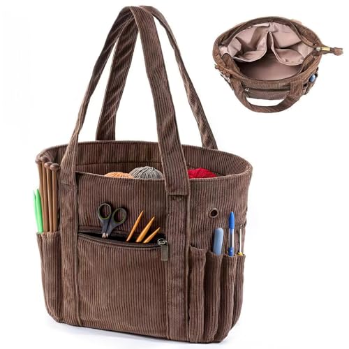 RAORAOYUE Sac de rangement en velours côtelé pour fil à