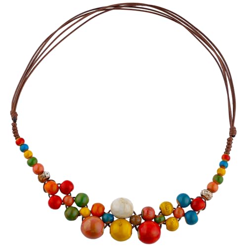 Mikovivi Collier de Perles Rondes en Céramique Colorées, Collier de