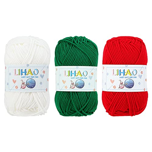 LIHAO 3pcs Fils à Tricoter en Acrylique Pelote de Fil