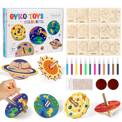 YAOZUP Toupies Jouets en Bois, 27 PCS DIY Loisirs Créatifs