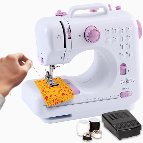 Crafts&Co® Machine à coudre pour débutants avec lumière LED intégrée