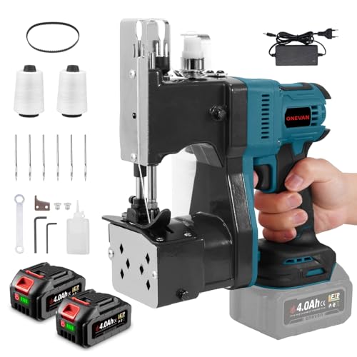 ONEVAN Machine à Coudre de Sacs Électrique Portative 18/21V avec