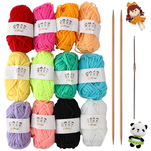 JRJRN Laine à Tricoter et au Crochet Kit, Laine Crochet