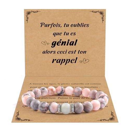 CheersLife Cadeau pour Femme Bracelet Pierres Naturelles Original Cadeau Ado