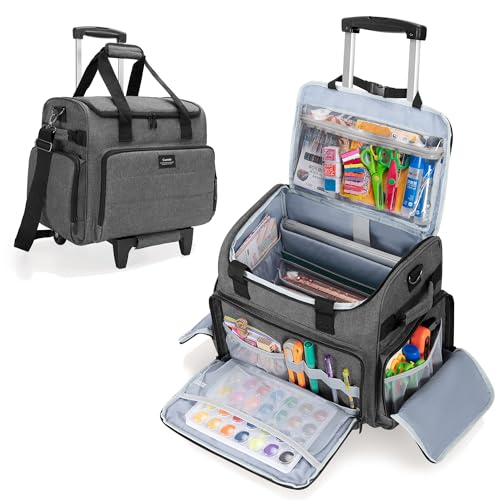 CURMIO Sac à roulettes pour Scrapbooking, avec Compartiments de Dossiers